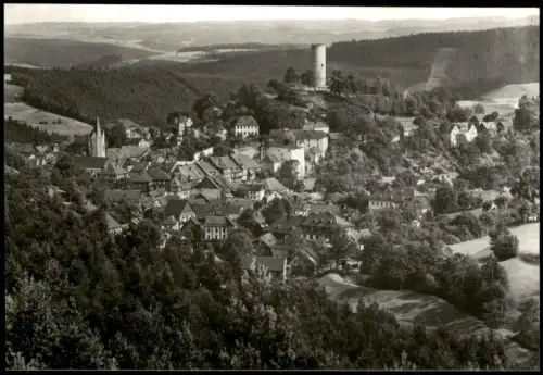 Ansichtskarte Bad Lobenstein Stadtpanorama mit Altem Turm und Stadtkirche 1988