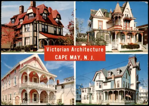 Postcard Cape May N.J. Victorian Architecture, Cape May, New Jersey 1985