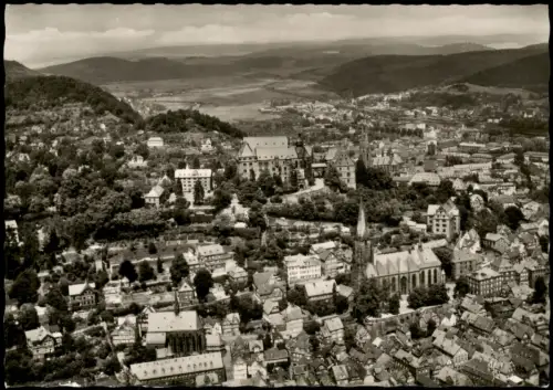 Marburg an der Lahn Luftbild-Panorama mit Schloss und Altstadt 1955