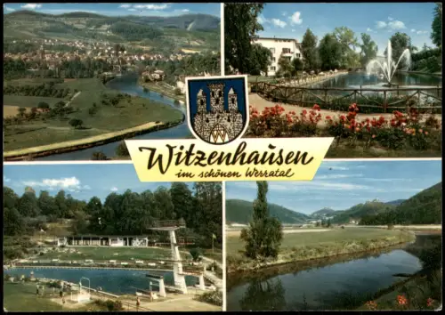 Witzenhausen Mehrbildkarte Witzenhausen mit Panorama, Freibad und Werratal 1972