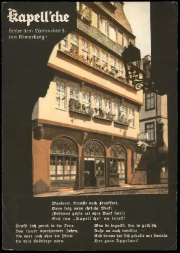 Ansichtskarte Frankfurt am Main Gaststätte Kapell'che am Römerberg 1930