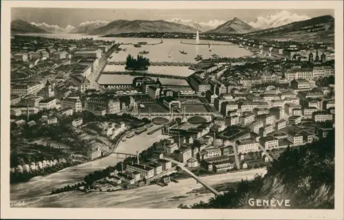 Genf Genève Künstlerkarte Fotokunst Stadt aus der Vogelschau 1929