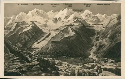 Ansichtskarte Pontresina Umland und Stadt Beschreibung Fotokunst 1930