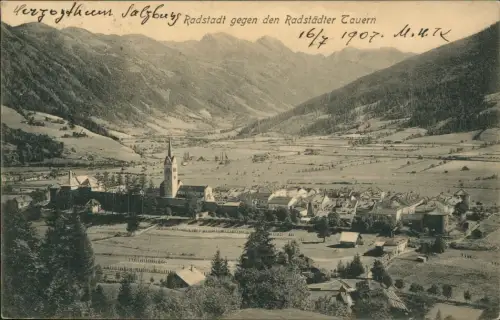 Ansichtskarte Radstadt Blick auf die Stadt 1908