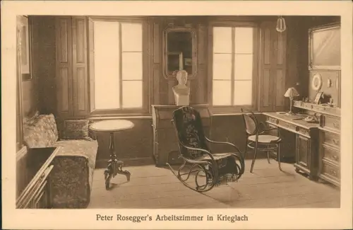 Ansichtskarte Krieglach Peter Rosegger's Arbeitszimmer 1915