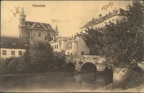 Postcard Dürnholz Drnholec Stadtpartie - Brücke 1911  Bz. Lundenburg