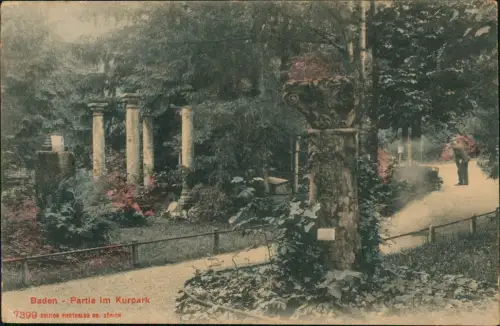 Ansichtskarte Baden AG Partie im Kurpark 1907