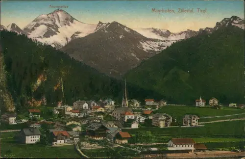 Ansichtskarte Mayrhofen Stadt Bahnhof Ahornspitze 1912