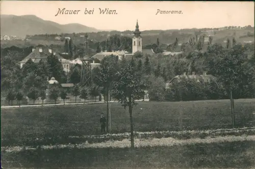 Ansichtskarte Mauer-Wien Ortspartie mit Windrad 1918