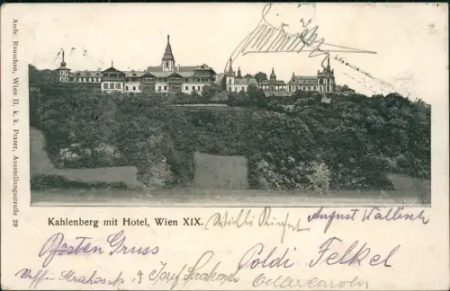 Ansichtskarte Döbling-Wien Kahlenberg mit Hotel 1908