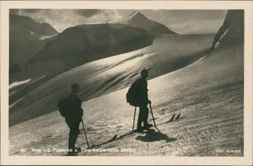 Ansichtskarte Kärnten Pasterze z. Oberwalderhütte Skifahrer 1930