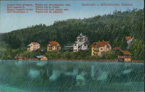 Ansichtskarte Seeboden Stadt bei Regen . Millstättersee Kärnten 1921