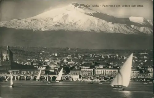 Cartolina Catania Panorama con veduta dell' Etna Fotokarte 1929