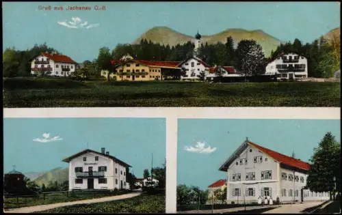 Ansichtskarte Jachenau 3 Bild Stadt und Gasthäuser 1922