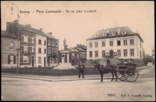 Postkaart Seraing Seraing Place Communale Statue John Cockerill. 1916