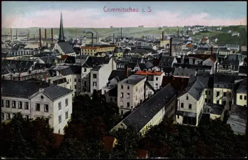 Ansichtskarte Crimmitschau Panorama - Fabriken 1909