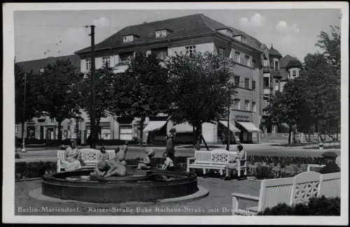 Mariendorf-Berlin Kaiser-Straße Ecke Rathaus-Straße mit Brunnen 1938