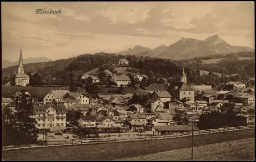 Ansichtskarte Miesbach Stadt und Bahnhof 1917