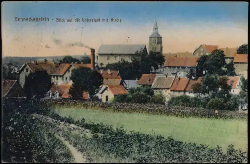 Ansichtskarte Benneckenstein Blick auf die Unterstadt mit Kirche 1922