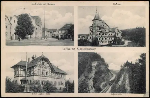 Bad Klosterlausnitz 4 Bild Markt, Dampflok Zeitzgrund Ernst Agnes 1918