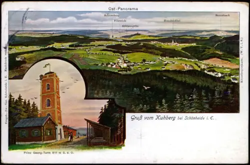 Stützengrün 2 Bild Kuhberg im Erzgeb. mit Prinz-Georg-Turm 1915