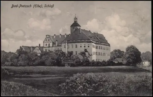 Ansichtskarte Pretzsch (Elbe)-Bad Schmiedeberg Partie am Schloß 1917