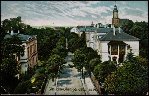 Ansichtskarte Glauchau Amtsgerichtsstrasse 1917