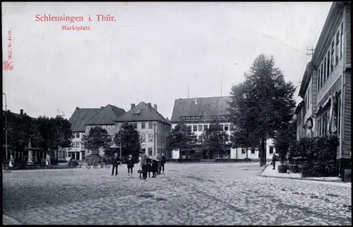 Ansichtskarte Schleusingen Marktplatz Gasthaus 1907