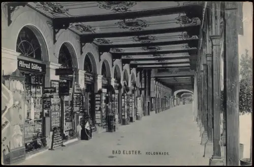 Ansichtskarte Bad Elster Kolonnade Geschäfte Deckengestaltung Ornament 1912