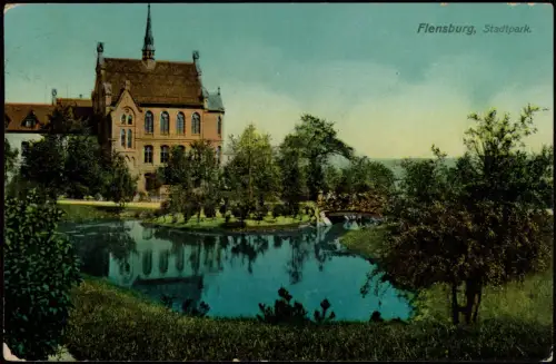 Ansichtskarte Flensburg Stadtpark - Gebäude 1912