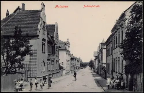 Ansichtskarte Mutzschen Bahnhofstraße - Kinder 1915