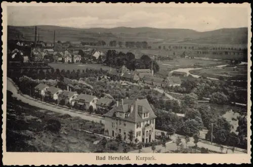 Ansichtskarte Bad Hersfeld Kurpark - Fabrik und Straße 1932