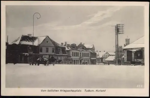 Postcard Tuckum Tukums Kurland Winter 1916  gel. Feldpoststempel