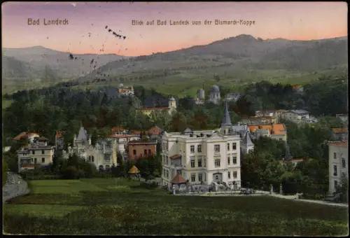 Postcard Bad Landeck Lądek-Zdrój von der Bismarck-Koppe 1914