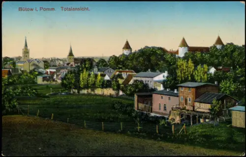 Postcard Bütow Bytów Totale Stadtpartie 1918  Pommern