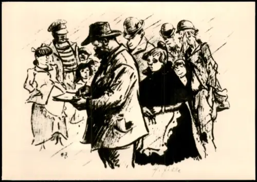 Ansichtskarte  Heinrich Zille - Berliner Milljöh im Regen 1957