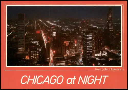 Chicago Skyline von Chicago bei Nacht, Blick vom John Hancock Building 1991