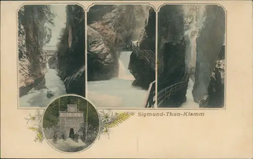Ansichtskarte Kaprun 4 Bild Sigmund Thun Klamm - Eingang 1904