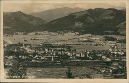 Ansichtskarte Knittelfeld Blick auf Stadt und Bahnhof - Fotokarte 1930