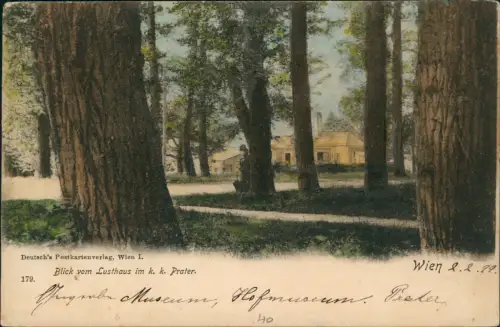 Ansichtskarte Wien Blick vom Lusthaus im k. k. Prater. 1899