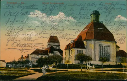 Ansichtskarte Arnsdorf (Sachsen) Partie in der Landesanstalt 1916