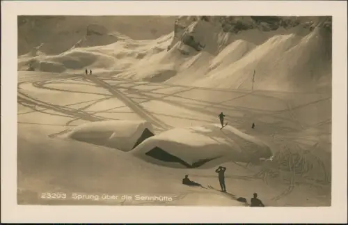 Ansichtskarte .Schweiz Sprung über Sennhütte Winter Ski 1930  Helvetia Suisse