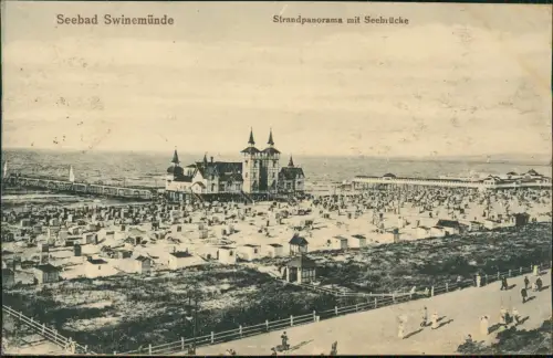 Postcard Swinemünde Świnoujście Strandleben Seebrücke 1923