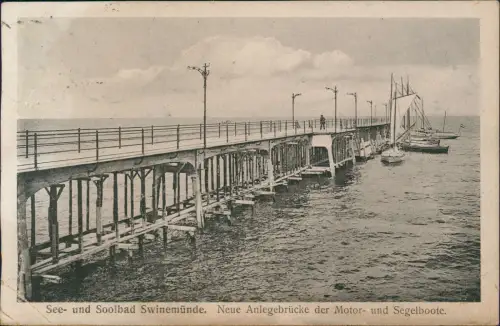Swinemünde Świnoujście Neue Anlegebrücke der Motor- und Segelboote. 1923