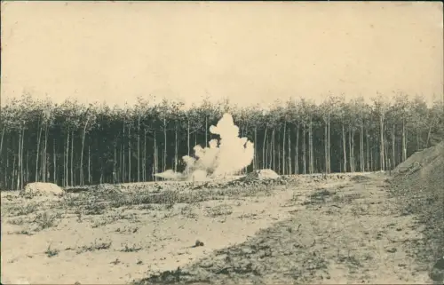 Ansichtskarte  Militaria Dentonation einer Bombe am Waldesrand 1917