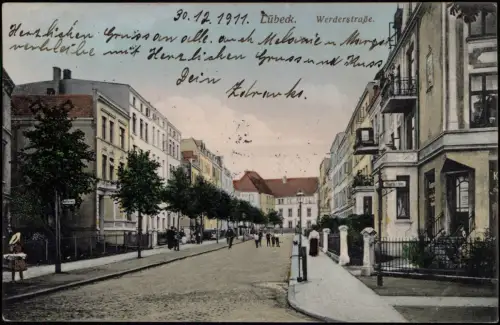 Ansichtskarte Lübeck Werderstraße 1912