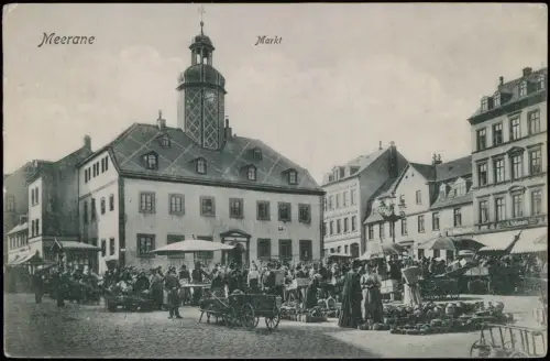 Ansichtskarte Meerane Marktplatz Markttreiben Marktplatz 1914
