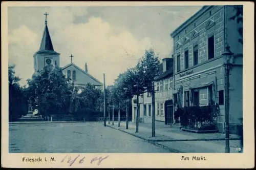 Ansichtskarte Friesack (Mark) Am Markt - Gasthaus 1908