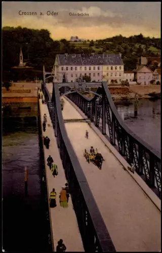 Crossen an der Oder Krosno Odrzańskie Oderbrücke mit Wappen Stadt 1922