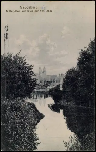 Ansichtskarte Werder-Magdeburg Mittag-See mit Blick auf den Dom 1915